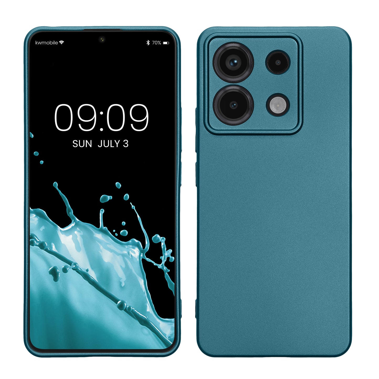 kwmobile Case kompatibel mit Xiaomi Redmi Note 13 Pro 5G / Poco X6 5G Hülle - Schutzhülle aus Silikon metallisch schimmernd - Handyhülle Metallic Karibikblau Metallic Karibikblau  