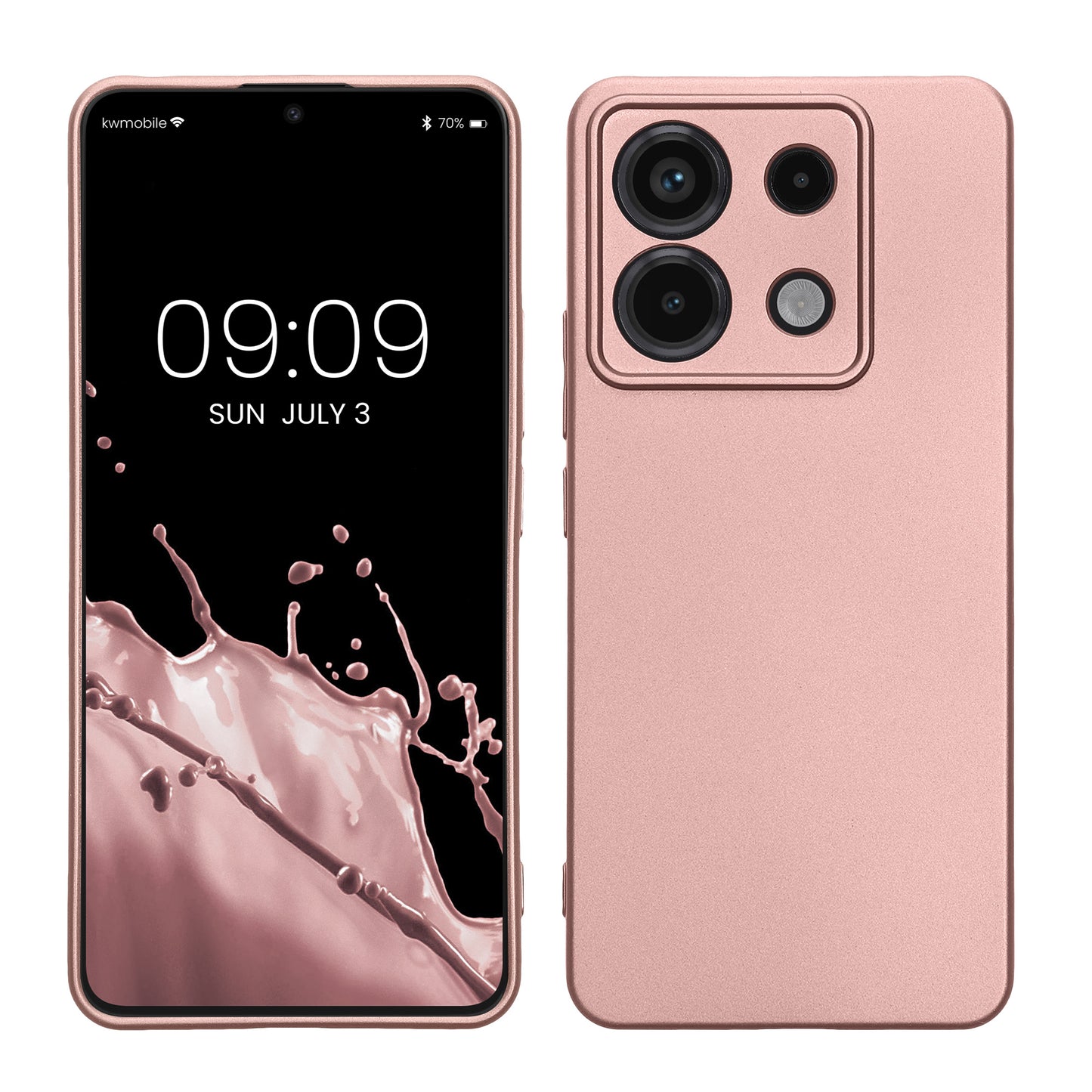 kwmobile Case kompatibel mit Xiaomi Redmi Note 13 Pro 5G / Poco X6 5G Hülle - Schutzhülle aus Silikon metallisch schimmernd - Handyhülle Metallic Rosegold Metallic Rosegold  
