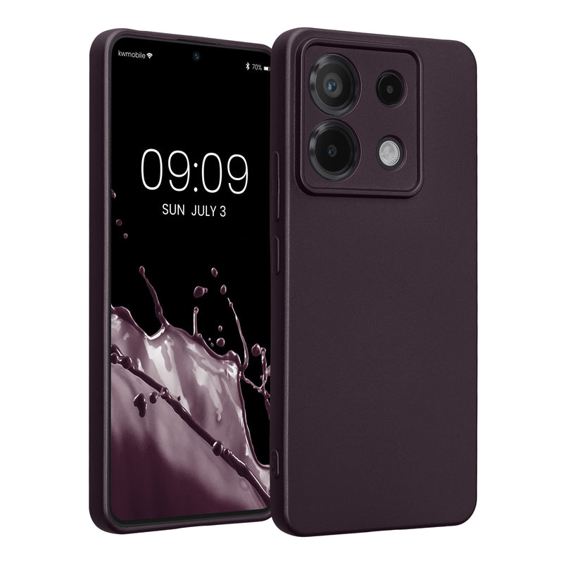 kwmobile Handyhülle kompatibel mit Xiaomi Redmi Note 13 Pro 5G / Poco X6 5G Hülle - weiche Silikon Case metallisch schimmernd in Metallic Brombeere Metallic Brombeere  