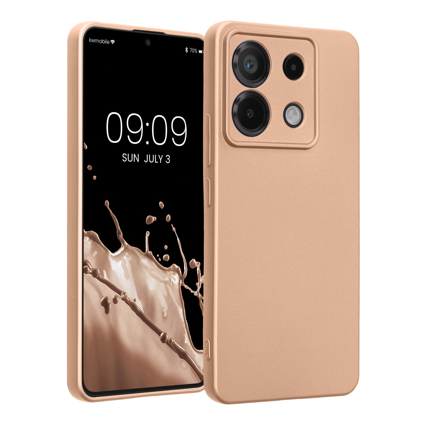 kwmobile Handyhülle kompatibel mit Xiaomi Redmi Note 13 Pro 5G / Poco X6 5G Hülle - weiche Silikon Case metallisch schimmernd in Metallic Gold Metallic Gold  