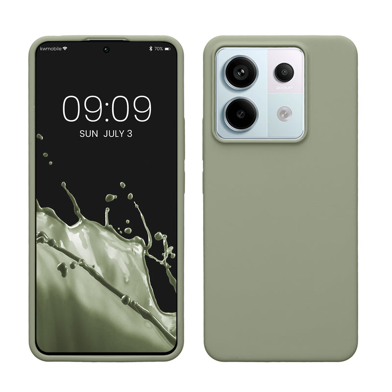 kwmobile Hülle kompatibel mit Xiaomi Redmi Note 13 Pro 5G / Poco X6 5G Hülle - Silikon Handy Case - Handyhülle weiche Oberfläche - kabelloses Laden - Graugrün Graugrün  
