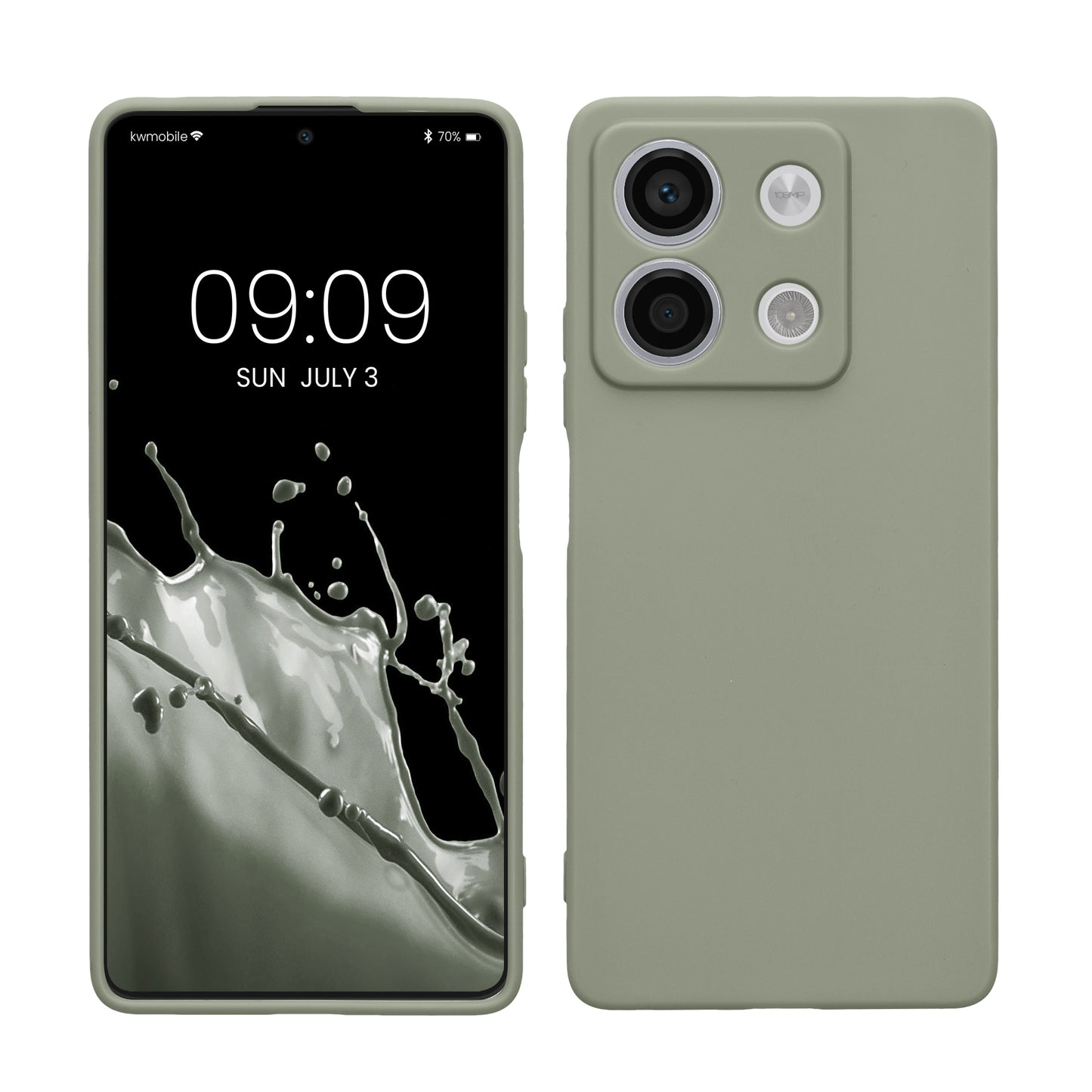 kwmobile Hülle kompatibel mit Xiaomi Redmi Note 13 5G Hülle - weiches TPU Silikon Case - Cover geeignet für kabelloses Laden - Graugrün Graugrün  