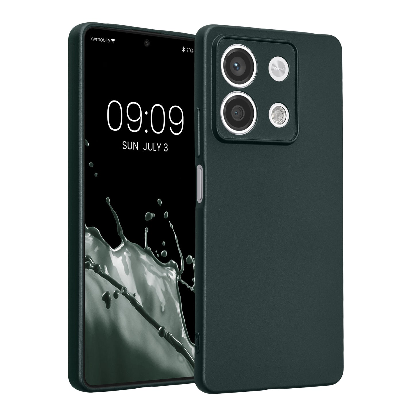 kwmobile Handyhülle kompatibel mit Xiaomi Redmi Note 13 5G Hülle - weiche Silikon Case metallisch schimmernd in Metallic Petrol Metallic Petrol  
