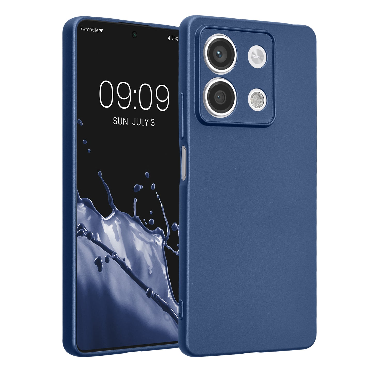 kwmobile Handyhülle kompatibel mit Xiaomi Redmi Note 13 5G Hülle - weiche Silikon Case metallisch schimmernd in Metallic Blau Metallic Blau  