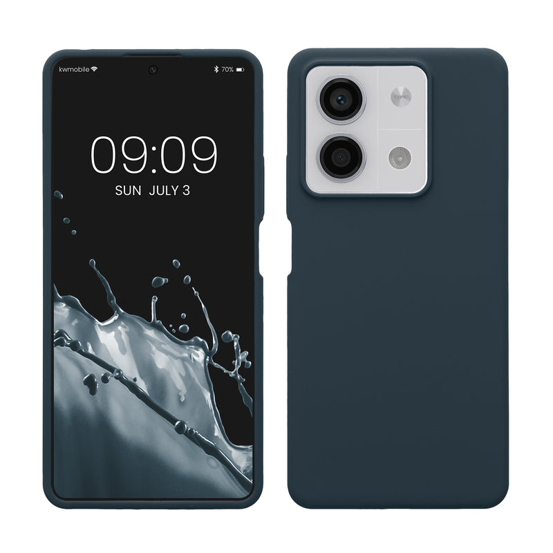 kwmobile Hülle kompatibel mit Xiaomi Redmi Note 13 5G Hülle - Silikon Handy Case - Handyhülle weiche Oberfläche - kabelloses Laden - Dunkler Schiefer Dunkler Schiefer  