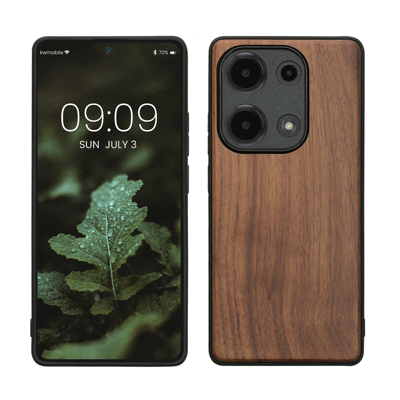 kwmobile Hülle kompatibel mit Xiaomi Redmi Note 13 Pro 4G Hülle - Holz Case - stoßfestes Handy Cover - TPU Handyhülle in Braun Braun  