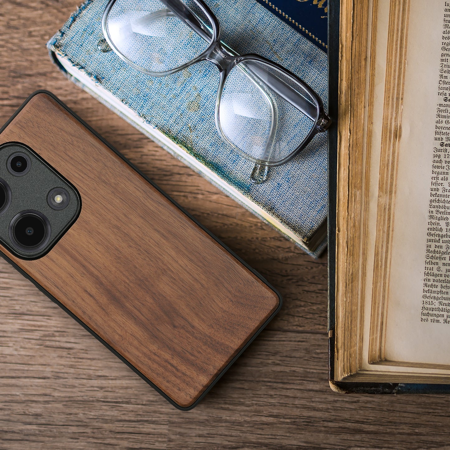 Wooden Case with TPU Bumper for Xiaomi Redmi Note 13 Pro 4G Walnut Wood
