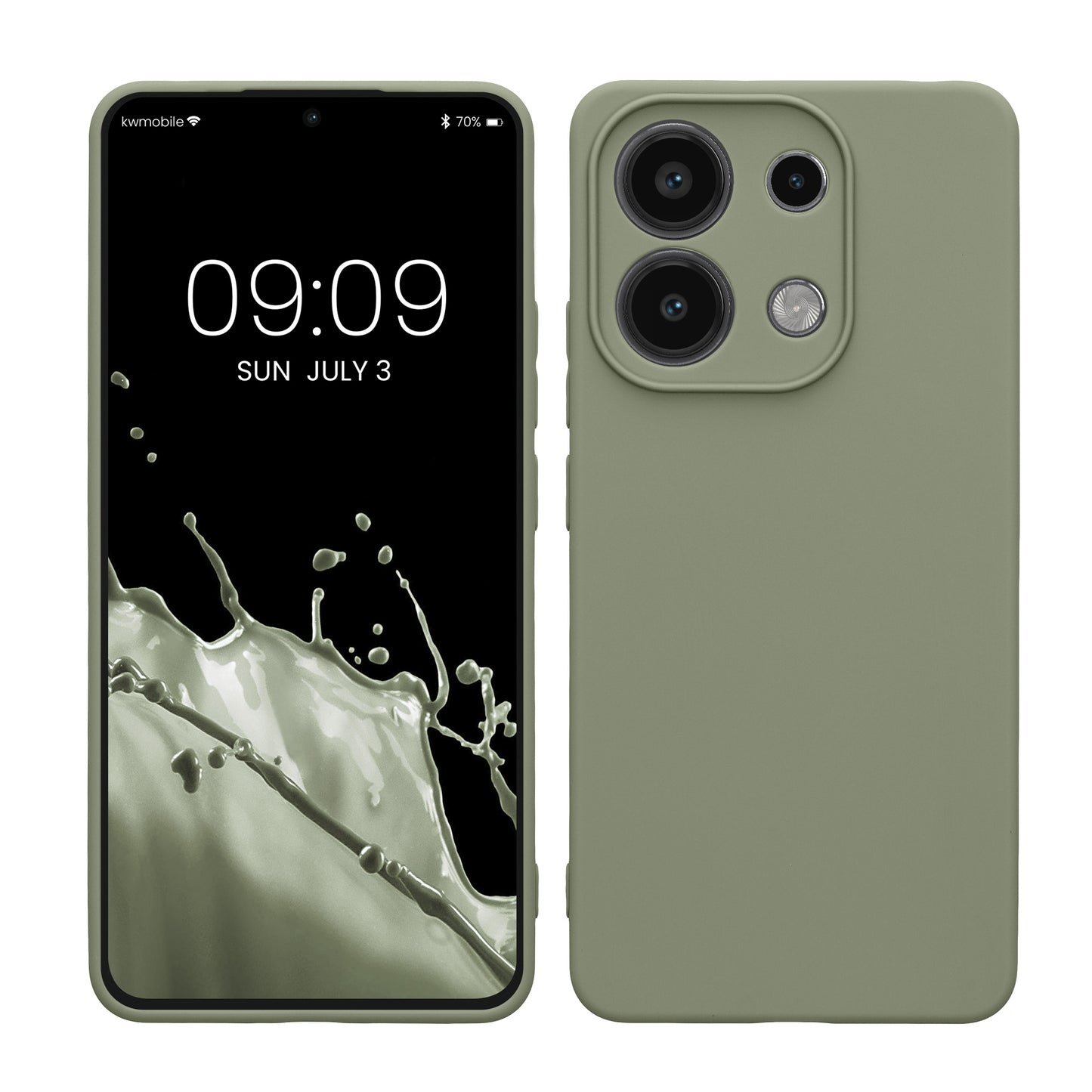 kwmobile Handyhülle kompatibel mit Xiaomi Redmi Note 13 4G Hülle - Handy Case aus weichem Silikon in Graugrün Graugrün  