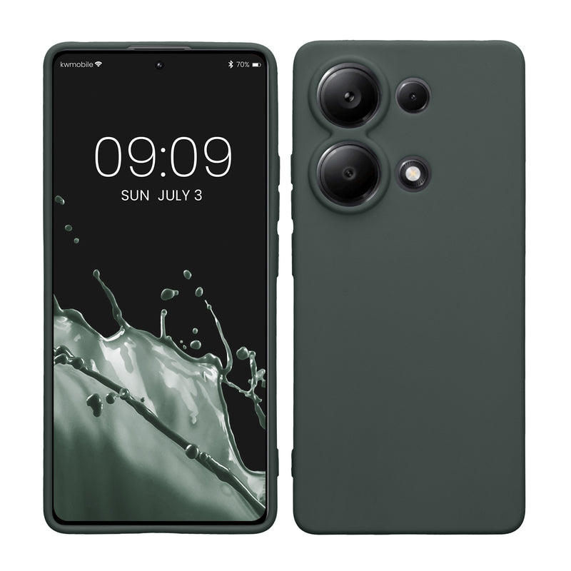 kwmobile Handyhülle kompatibel mit Xiaomi Redmi Note 13 Pro 4G Hülle - Handy Case aus weichem Silikon in Tannengrün Tannengrün  