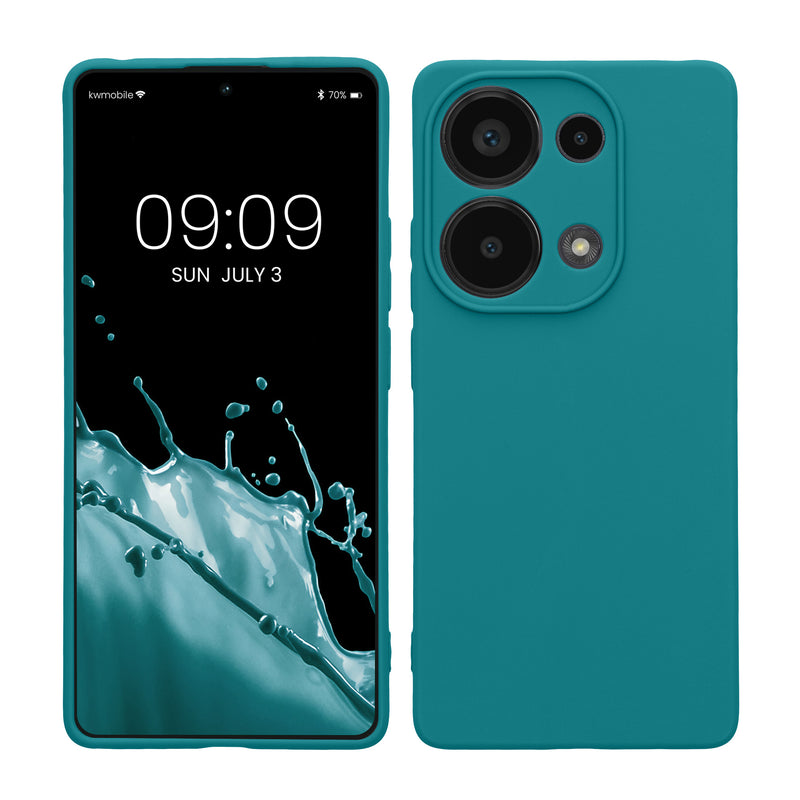 kwmobile Handyhülle kompatibel mit Xiaomi Redmi Note 13 Pro 4G Hülle - Handy Case aus weichem Silikon in Petrol matt Petrol matt  
