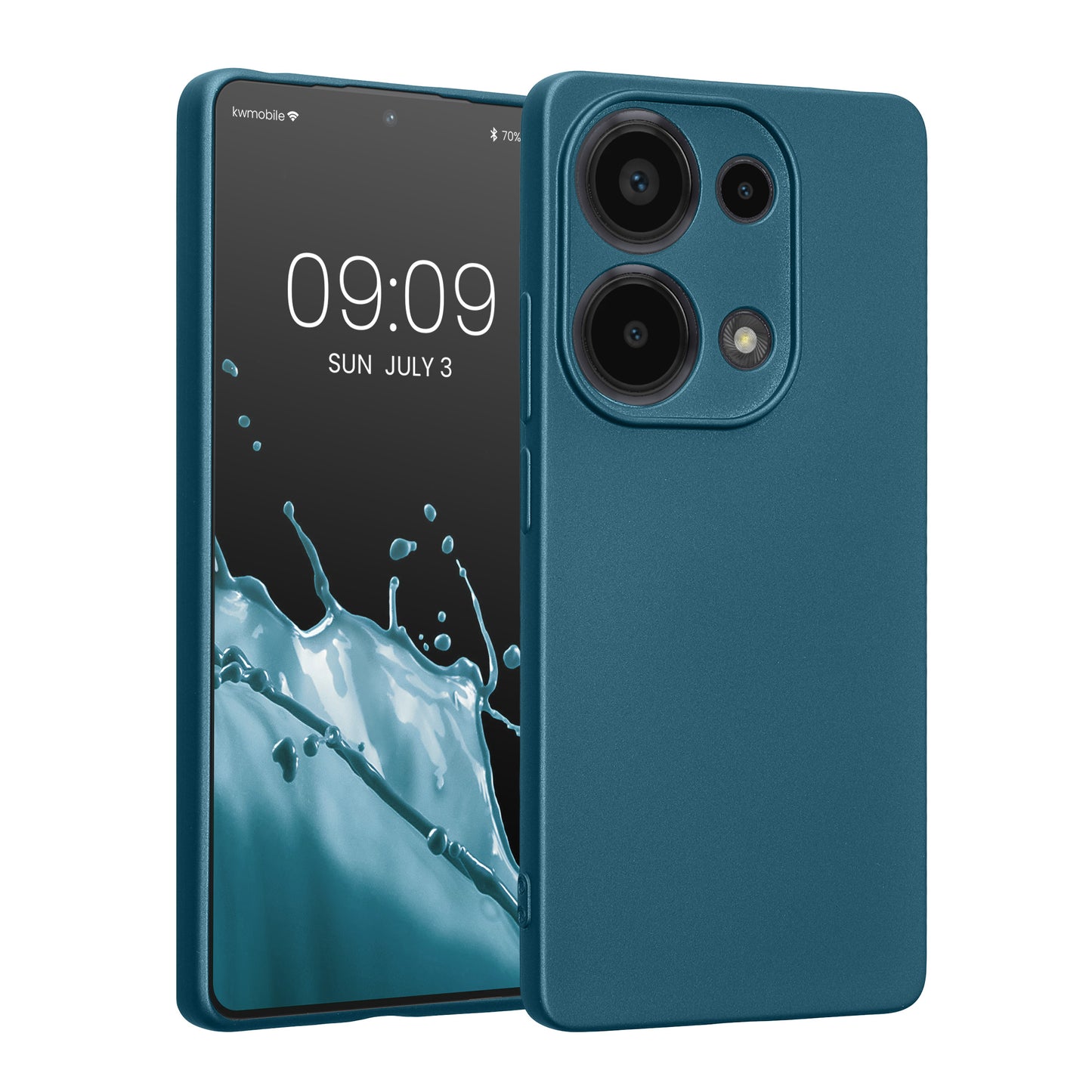 kwmobile Handyhülle kompatibel mit Xiaomi Redmi Note 13 Pro 4G Hülle - weiche Silikon Case metallisch schimmernd in Metallic Karibikblau Metallic Karibikblau  