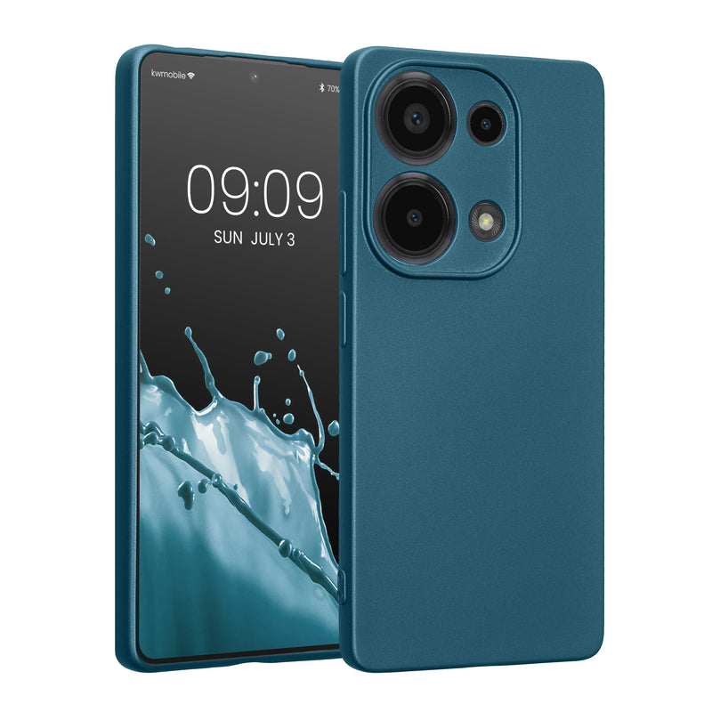 kwmobile Handyhülle kompatibel mit Xiaomi Redmi Note 13 Pro 4G Hülle - weiche Silikon Case metallisch schimmernd in Metallic Karibikblau Metallic Karibikblau  
