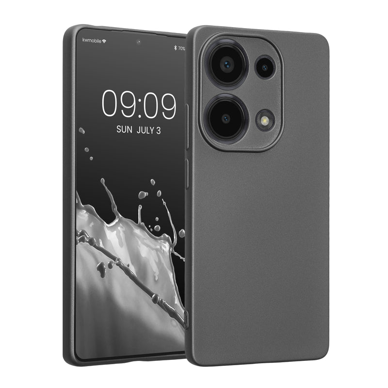 kwmobile Handyhülle kompatibel mit Xiaomi Redmi Note 13 Pro 4G Hülle - weiche Silikon Case metallisch schimmernd in Metallic Grau Metallic Grau  
