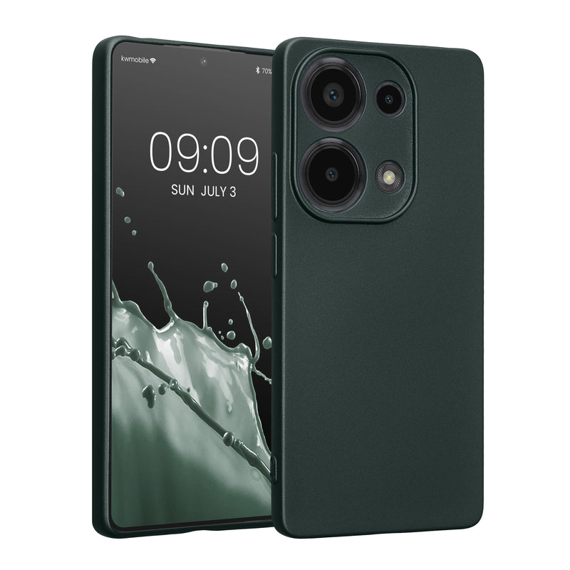 kwmobile Handyhülle kompatibel mit Xiaomi Redmi Note 13 Pro 4G Hülle - weiche Silikon Case metallisch schimmernd in Metallic Petrol Metallic Petrol  