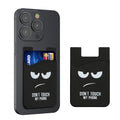 kwmobile 2x Stick-on Kartenhalter für Kreditkarten - Silikon Halter - für bis zu 4 Karten oder Bargeld - Wallet in Weiß Schwarz - Don't touch my Phone Weiß  [dsg01]