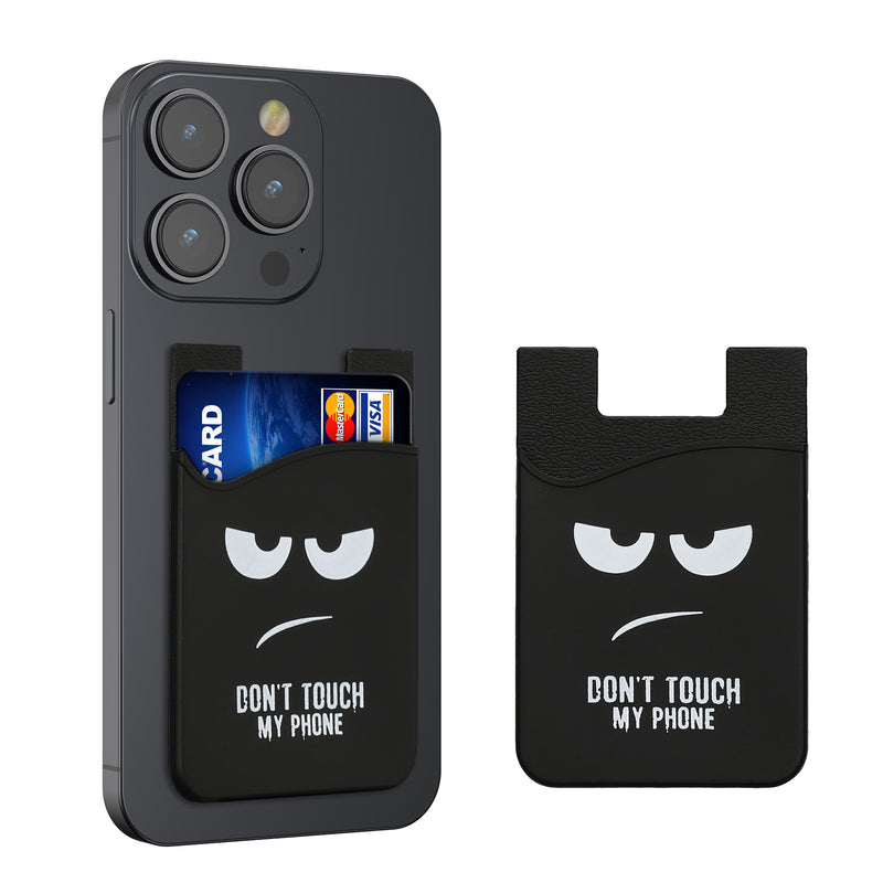 kwmobile 2x Stick-on Kartenhalter für Kreditkarten - Silikon Halter - für bis zu 4 Karten oder Bargeld - Wallet in Weiß Schwarz - Don't touch my Phone Weiß  [dsg01]