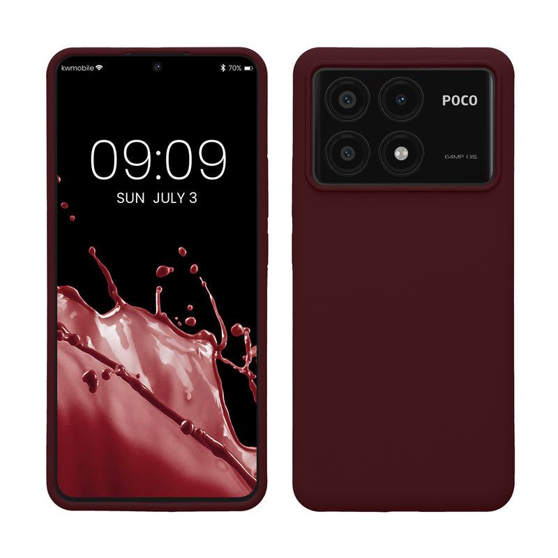 kwmobile Hülle kompatibel mit Xiaomi Poco X6 Pro 5G Hülle - Silikon Handy Case - Handyhülle weiche Oberfläche - kabelloses Laden - Bordeaux Violett Bordeaux Violett  