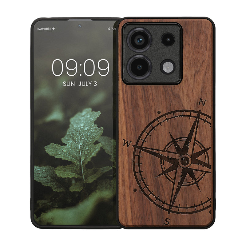 kwmobile Case Compatible with Xiaomi Redmi Note 13 Pro 5G / Poco X6 5G - Phone Cover - TPU Phone Case Compass Vintage