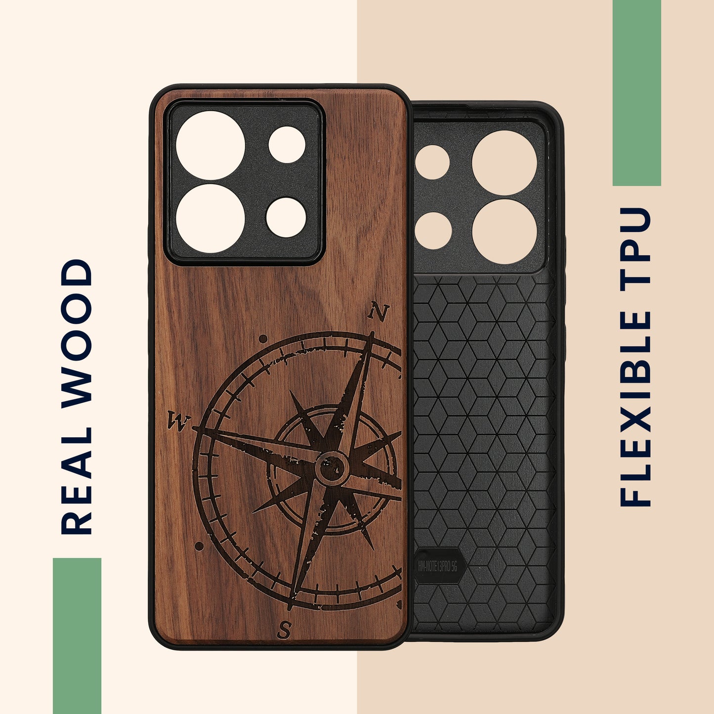 kwmobile Case Compatible with Xiaomi Redmi Note 13 Pro 5G / Poco X6 5G - Phone Cover - TPU Phone Case Compass Vintage