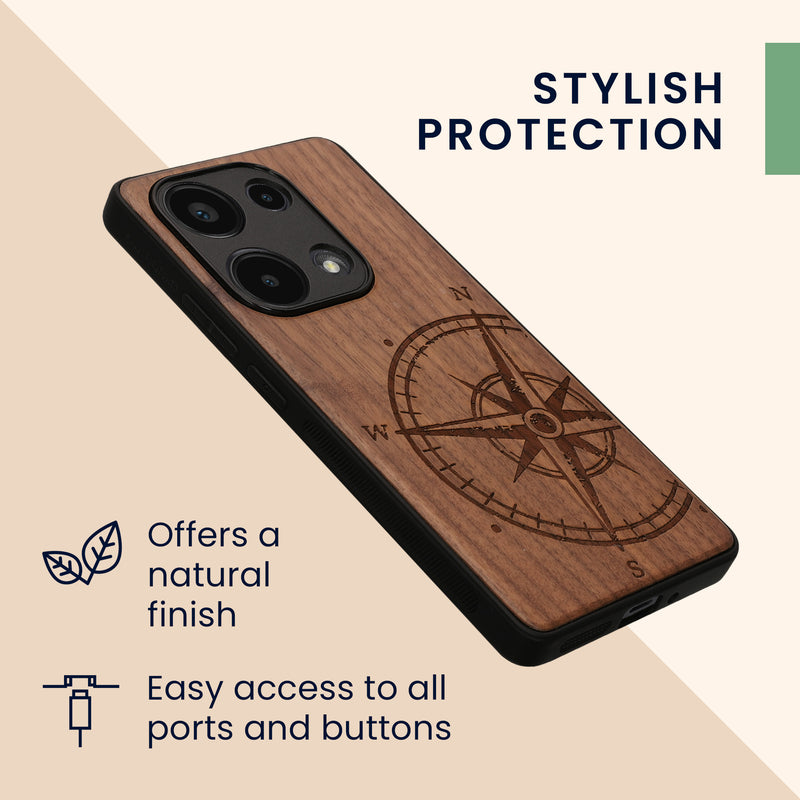 kwmobile Case Compatible with Xiaomi Redmi Note 13 Pro 4G Phone Cover TPU Phone Case Vintage Compass