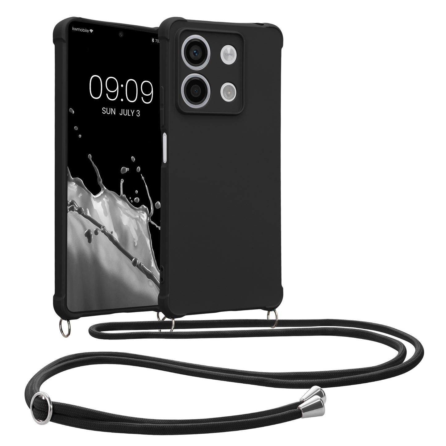 kwmobile Necklace Case kompatibel mit Xiaomi Redmi Note 13 5G Hülle - Cover mit Kordel zum Umhängen - Silikon Schutzhülle Schwarz Schwarz  