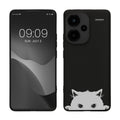 kwmobile Hülle kompatibel mit Xiaomi Redmi Note 13 Pro+ 5G / Redmi Note 13 Pro Plus 5G - Handyhülle Silikon Case - Neugierige Katze Schwarz Weiß Schwarz  [dsg02]