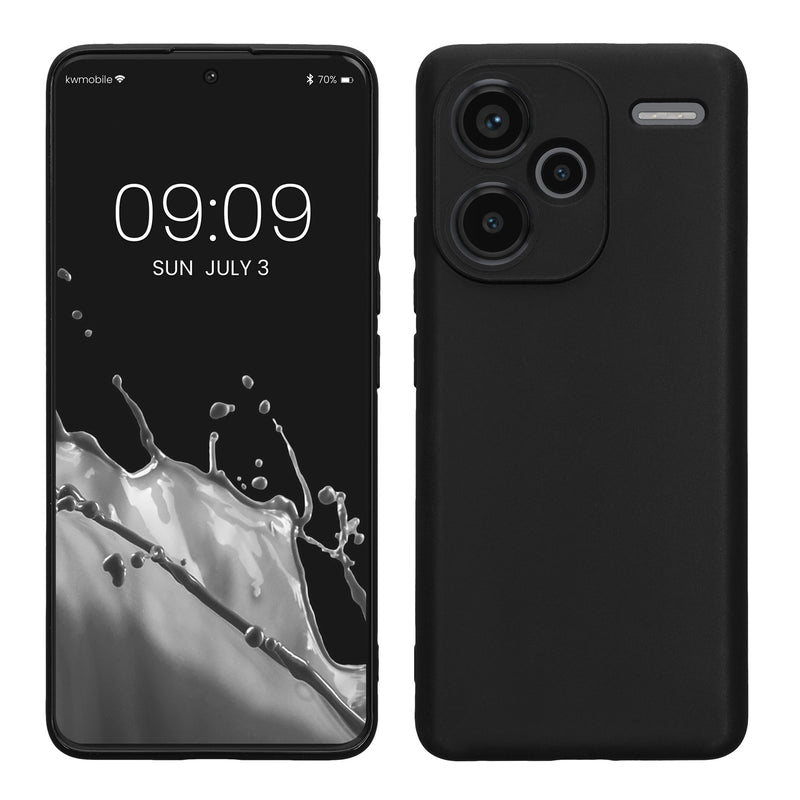kwmobile Handyhülle kompatibel mit Xiaomi Redmi Note 13 Pro+ 5G / Redmi Note 13 Pro Plus 5G Hülle - Handy Case aus weichem Silikon in Schwarz Schwarz  