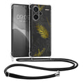 kwmobile Necklace Case kompatibel mit Xiaomi Redmi Note 13 Pro+ 5G / Redmi Note 13 Pro Plus 5G Hülle - Silikon Cover mit Handykette - Gelb Grau Transparent Dschungel Gelb  [dsg02]