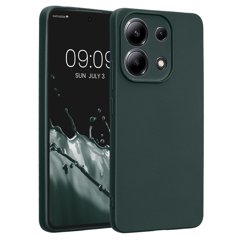 kwmobile Handyhülle kompatibel mit Xiaomi Redmi Note 13 4G Hülle - weiche Silikon Case metallisch schimmernd in Metallic Petrol Metallic Petrol  