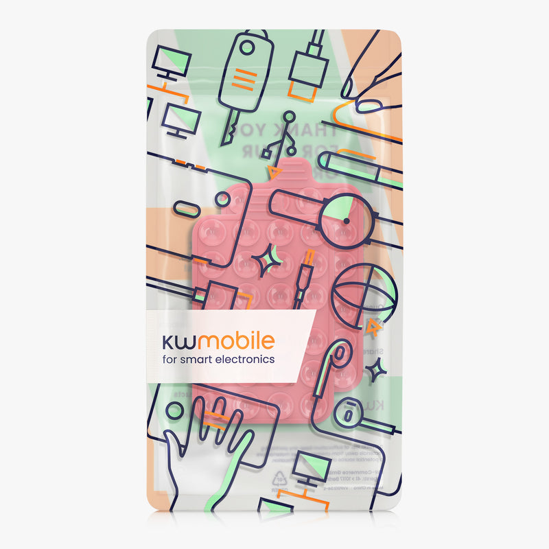 kwmobile 2x Suction Cup Phone Holder - Self-Adhesive Phone Holder - 5.5 x 9cm - Universal Holder for Phone Cases - Compatible with iPhone and Android