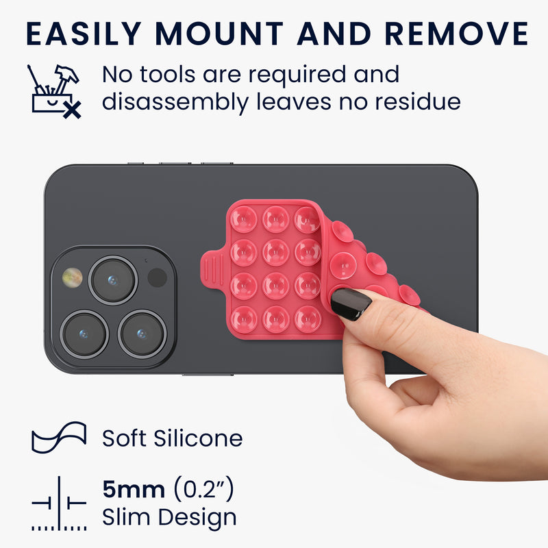 kwmobile 2x Suction Cup Phone Holder - Self-Adhesive Phone Holder - 5.5 x 9cm - Universal Holder for Phone Cases - Compatible with iPhone and Android