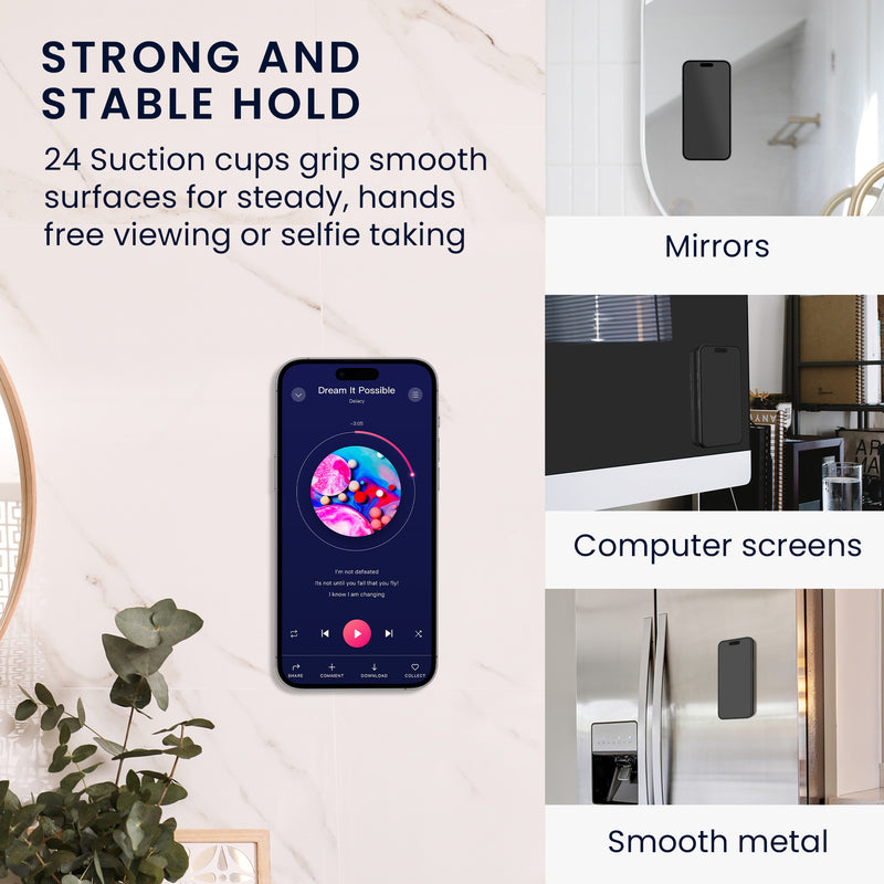 kwmobile 2x Suction Cup Phone Holder - Self-Adhesive Phone Holder - 5.5 x 9cm - Universal Holder for Phone Cases - Compatible with iPhone and Android