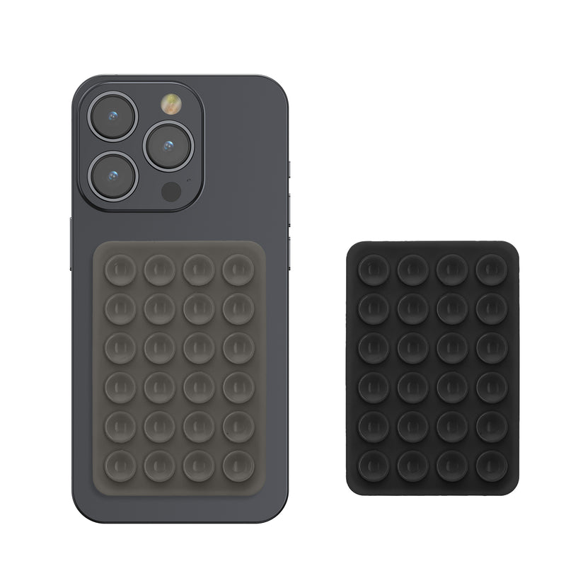 kwmobile 2x Silikon Saugnapf Handyhalterung - Handy Halter selbstklebend - 5,5 x 8cm - Universal Halterung für Handyhüllen - Kompatibel mit iPhone und Android - Schwarz Dunkelgrau Schwarz  