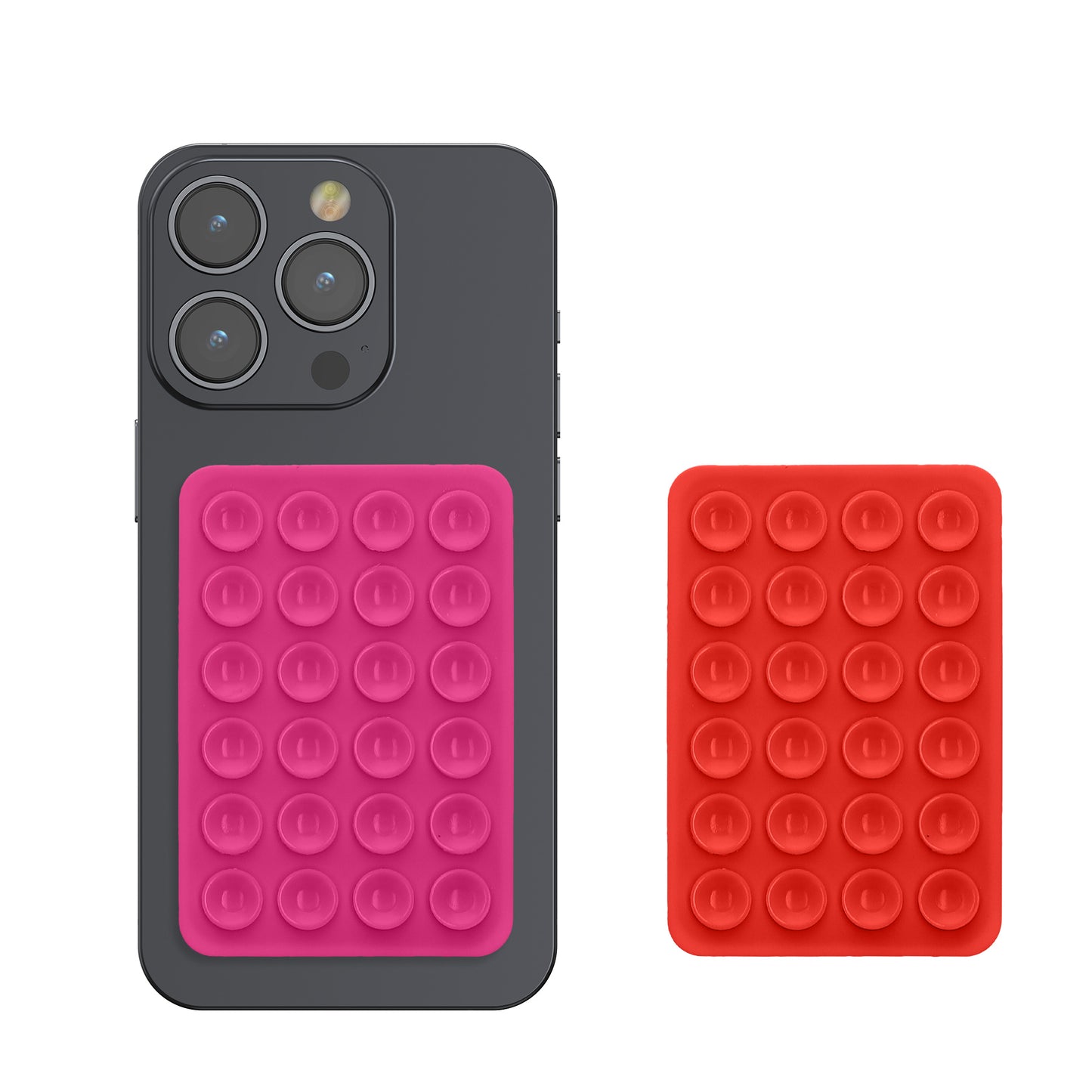 kwmobile 2x Silikon Saugnapf Handyhalterung - Handy Halter selbstklebend - 5,5 x 8cm - Universal Halterung für Handyhüllen - Kompatibel mit iPhone und Android - Rosa Rot Rosa  