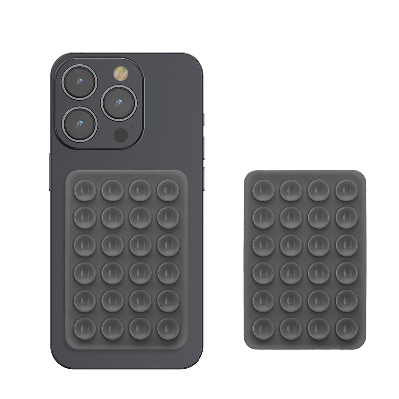 kwmobile 2x Silikon Saugnapf Handyhalterung - Handy Halter selbstklebend - 5,5 x 8cm - Universal Halterung für Handyhüllen - Kompatibel mit iPhone und Android - Dunkelgrau Dunkelgrau Dunkelgrau  