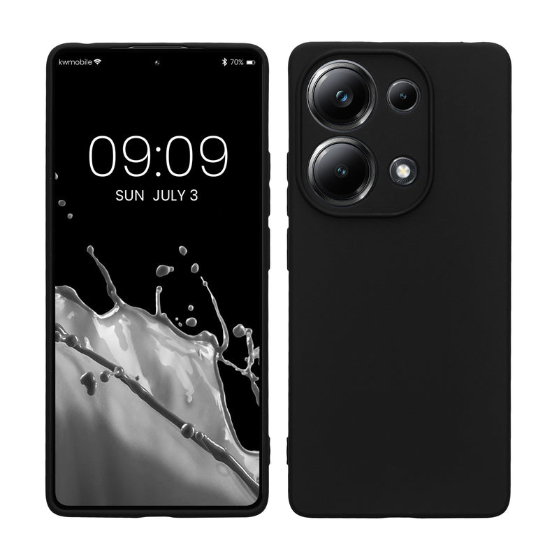 kwmobile Handyhülle kompatibel mit Xiaomi Poco M6 Pro (4G) Hülle - Handy Case aus weichem Silikon in Schwarz Schwarz  