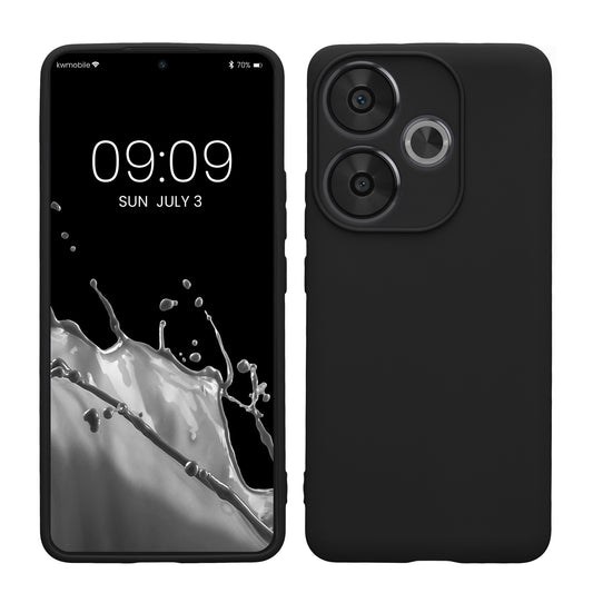 kwmobile Handyhülle kompatibel mit Xiaomi Poco F6 5G Hülle - Handy Case aus weichem Silikon in Schwarz Schwarz  