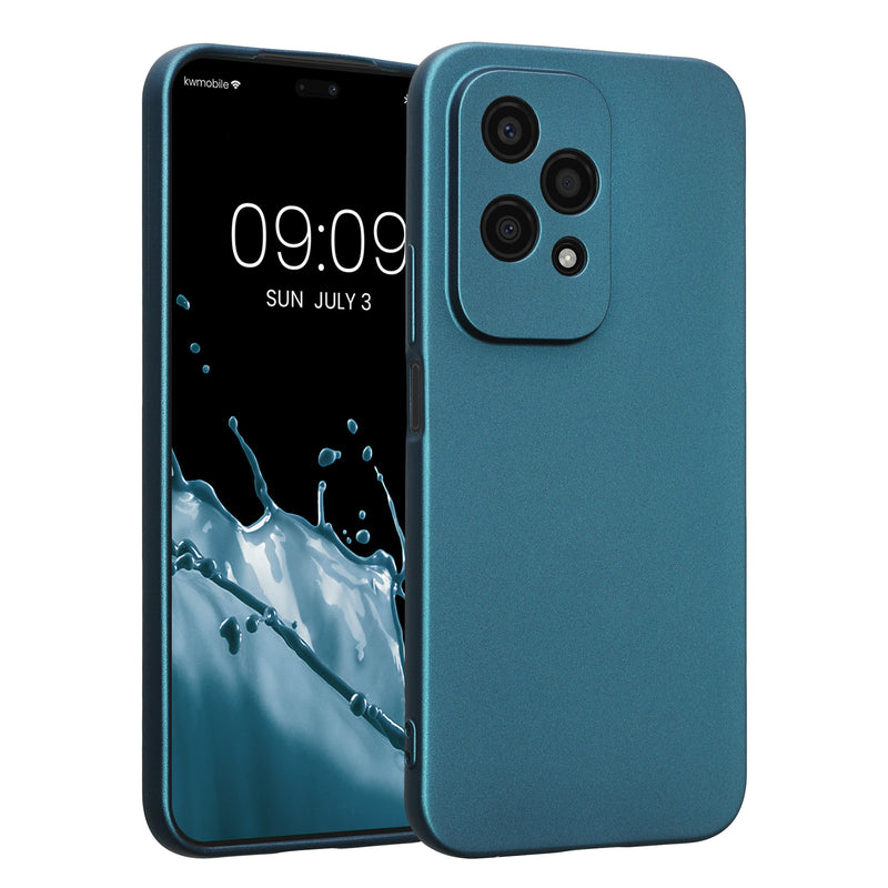 kwmobile Handyhülle kompatibel mit HONOR 200 Lite Hülle - weiche Silikon Case metallisch schimmernd in Metallic Karibikblau Metallic Karibikblau  