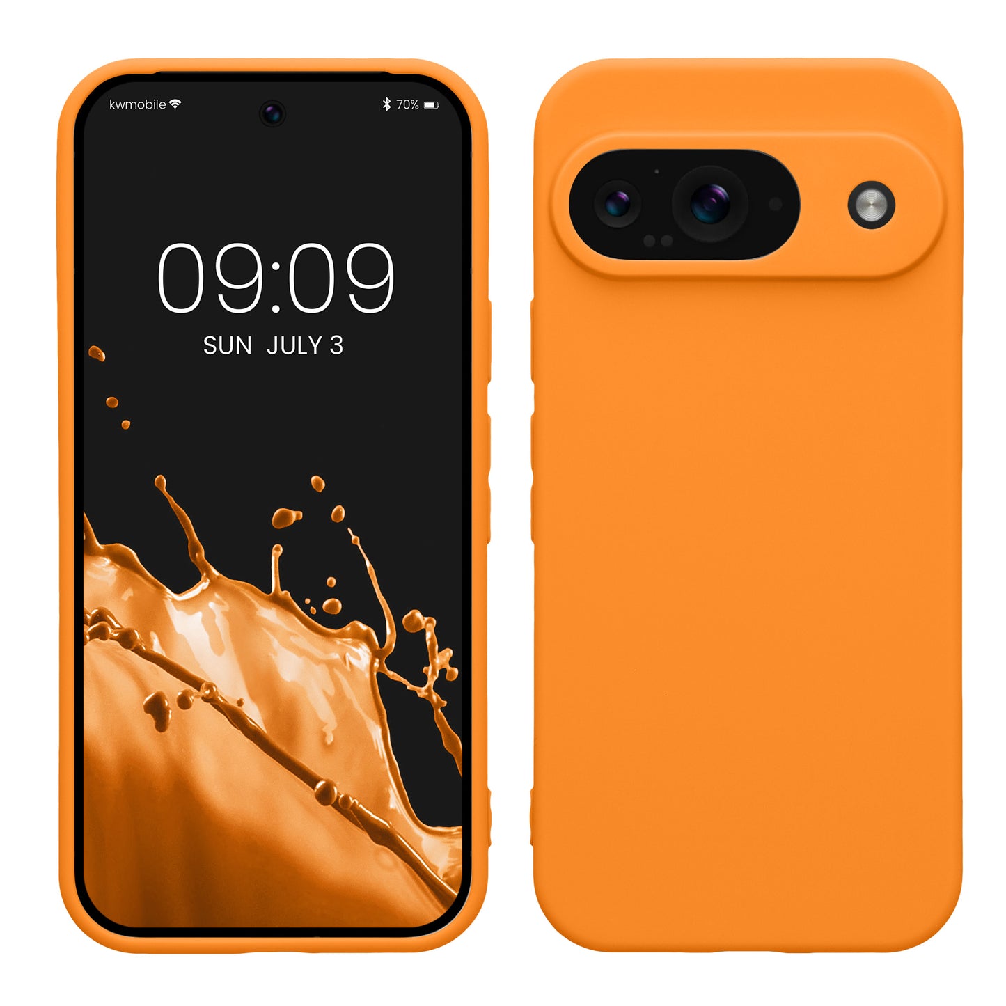 kwmobile Handyhülle kompatibel mit Google Pixel 9 Hülle - Handy Case aus weichem Silikon in Fruity Orange Fruity Orange  