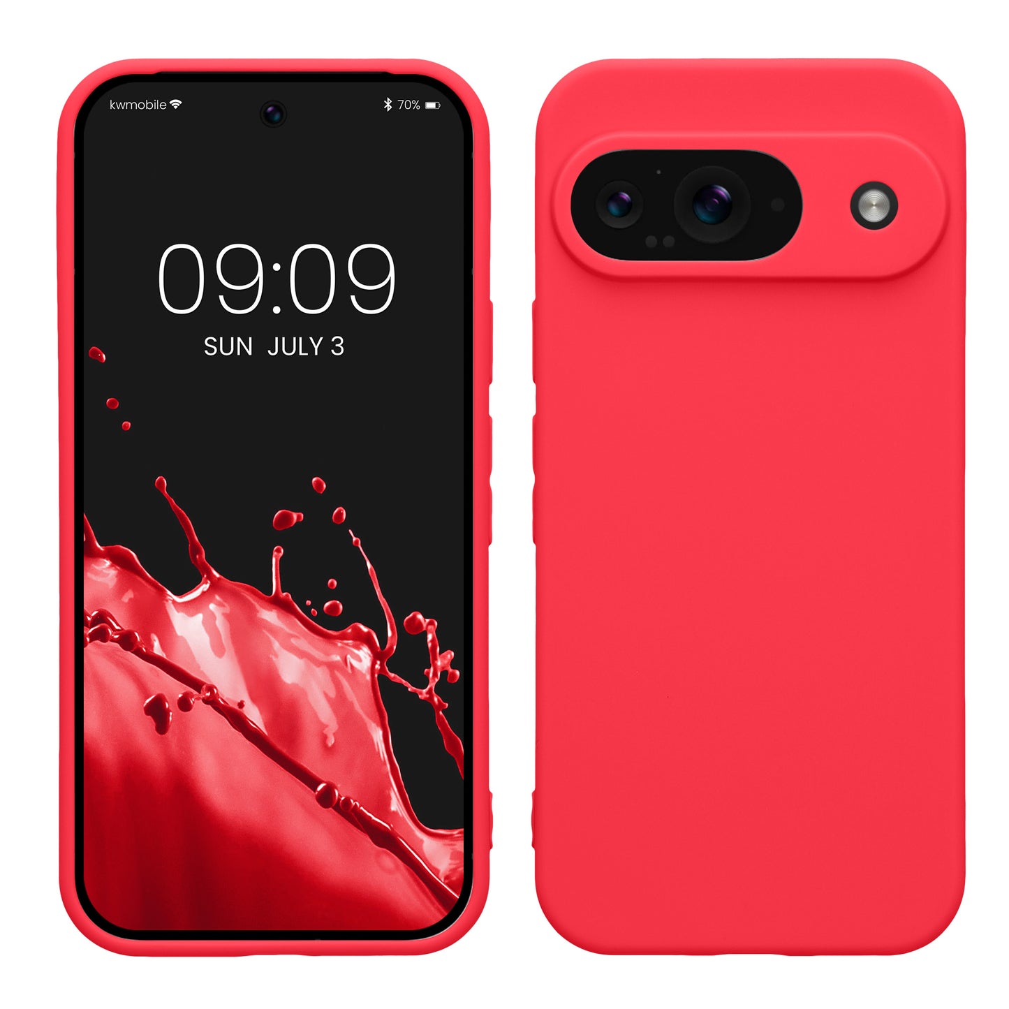 kwmobile Handyhülle kompatibel mit Google Pixel 9 Hülle - Handy Case aus weichem Silikon in Neon Pink Neon Pink  