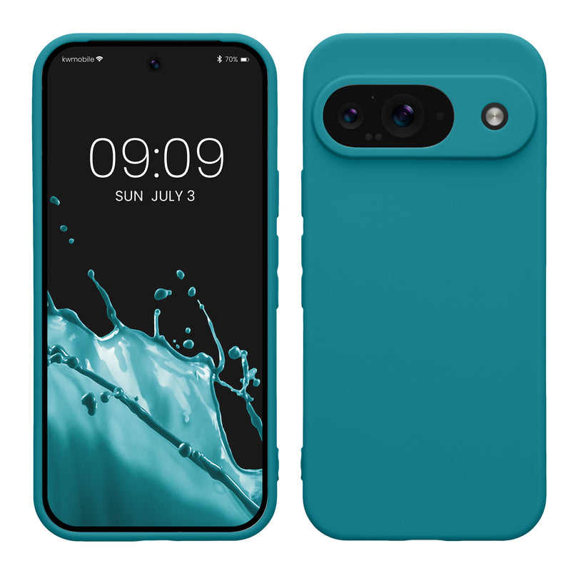 kwmobile Handyhülle kompatibel mit Google Pixel 9 Hülle - Handy Case aus weichem Silikon in Petrol matt Petrol matt  