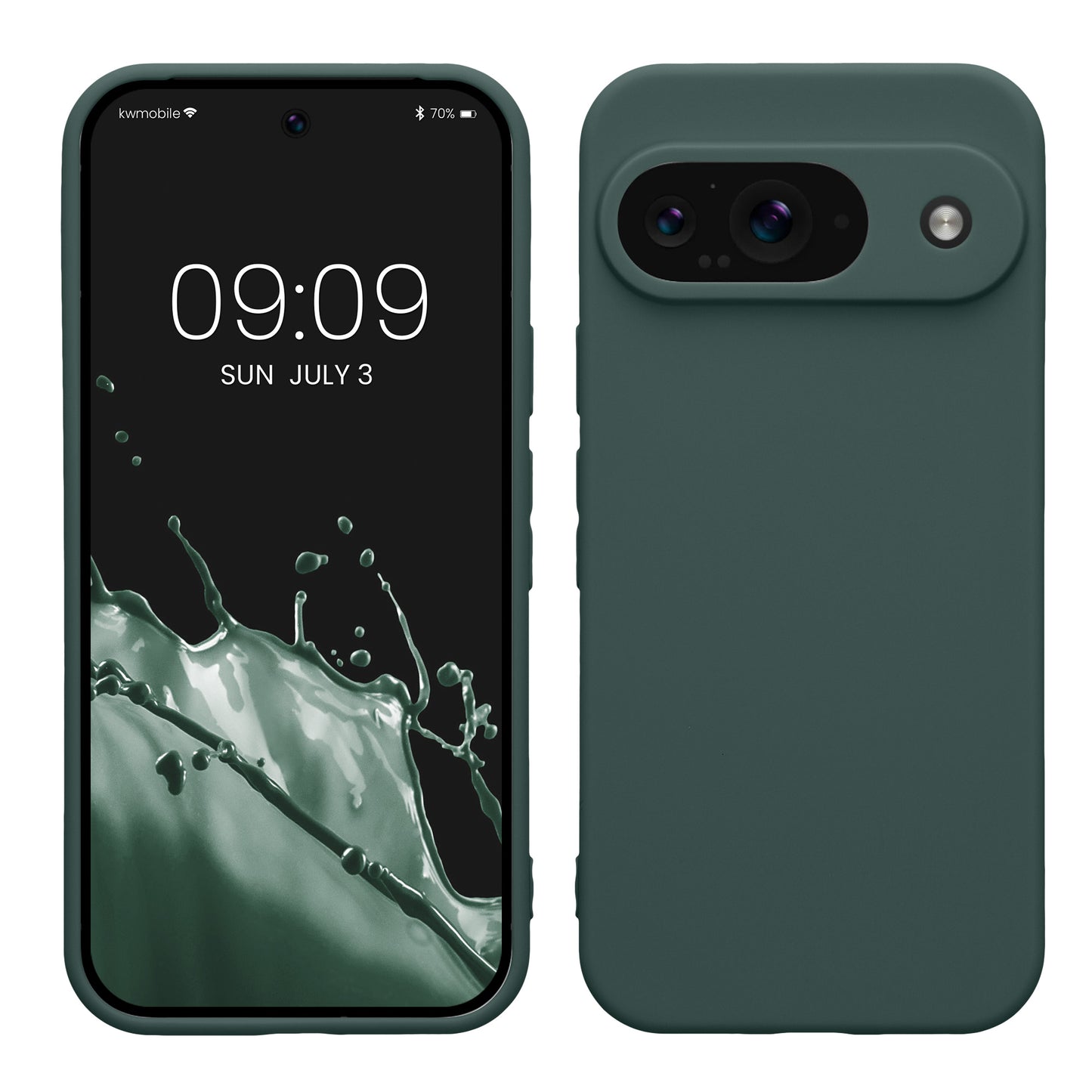 kwmobile Handyhülle kompatibel mit Google Pixel 9 Hülle - Handy Case aus weichem Silikon in Moosgrün Moosgrün  