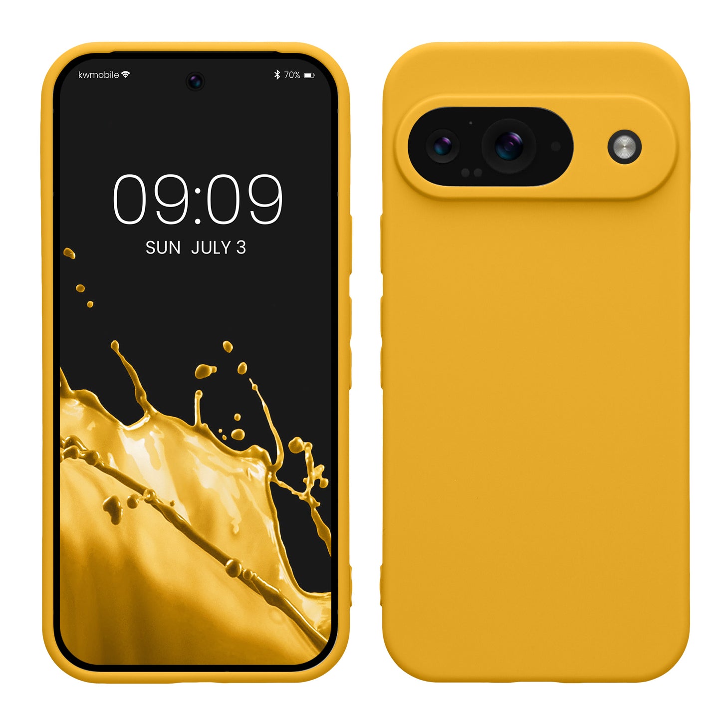 kwmobile Handyhülle kompatibel mit Google Pixel 9 Hülle - Handy Case aus weichem Silikon in Honiggelb Honiggelb  