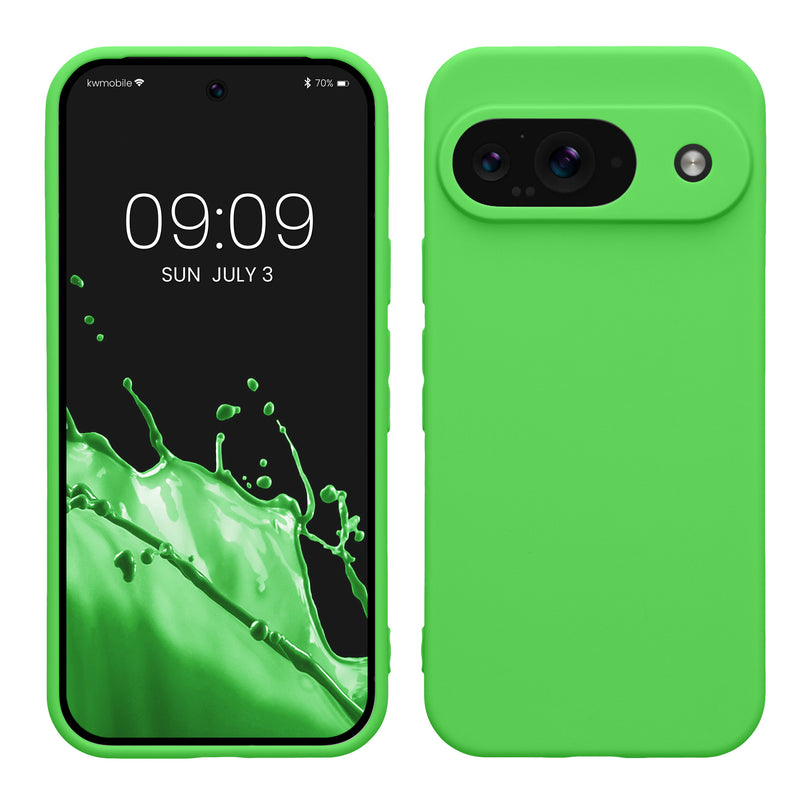 kwmobile Handyhülle kompatibel mit Google Pixel 9 Hülle - Handy Case aus weichem Silikon in Limettengrün Limettengrün  