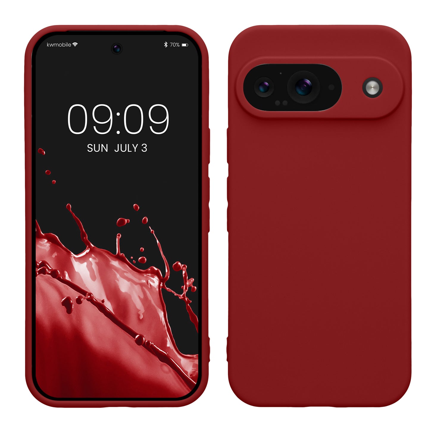 kwmobile Handyhülle kompatibel mit Google Pixel 9 Hülle - Handy Case aus weichem Silikon in Rhabarber Rot Rhabarber Rot  