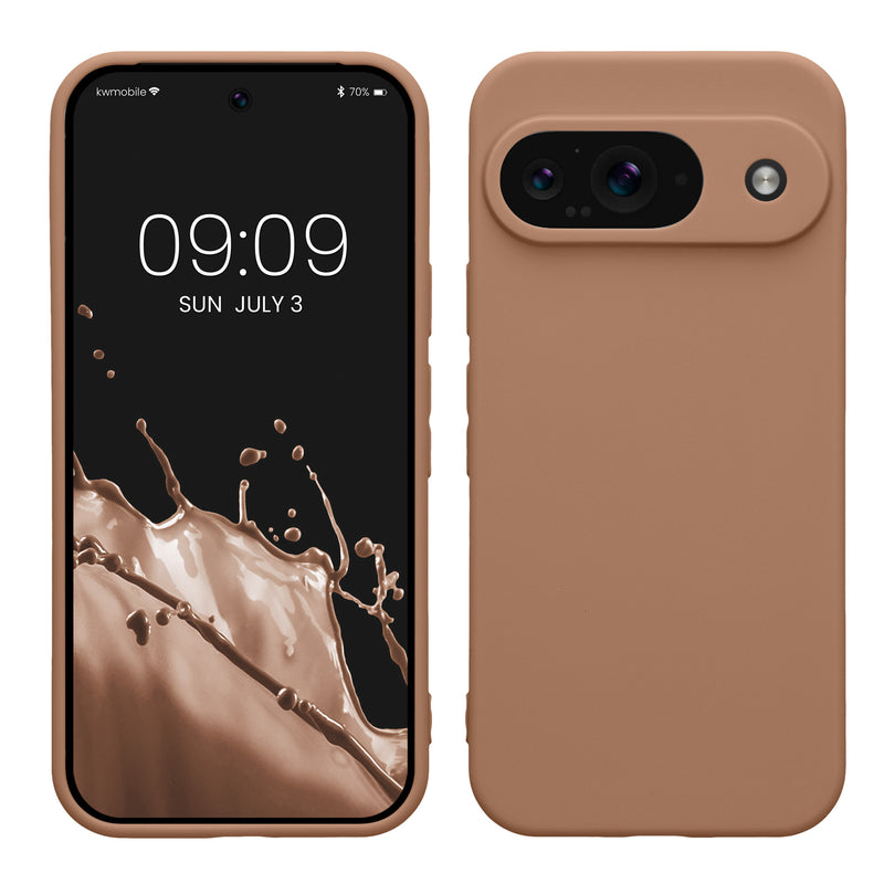 kwmobile Handyhülle kompatibel mit Google Pixel 9 Hülle - Handy Case aus weichem Silikon in Cappuccino Cappuccino  