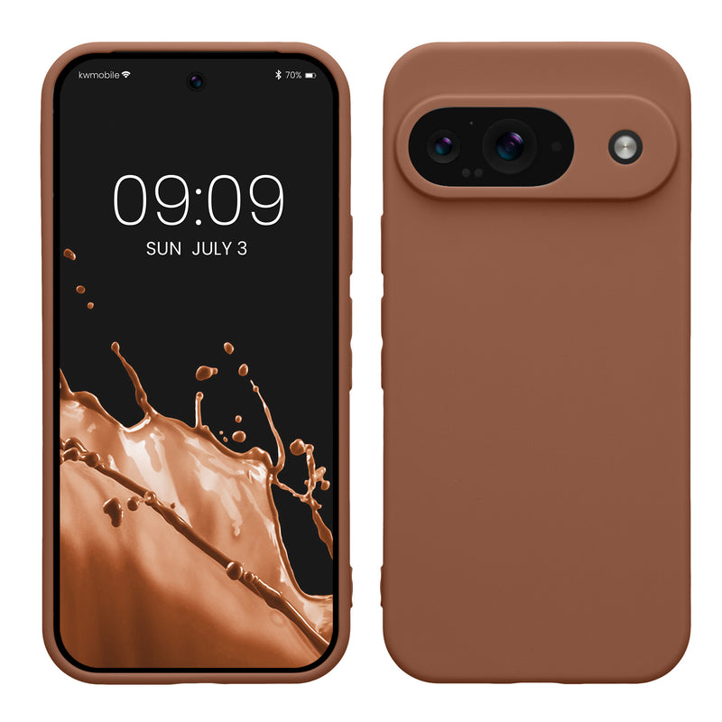 kwmobile Handyhülle kompatibel mit Google Pixel 9 Hülle - Handy Case aus weichem Silikon in Mokka Mokka  