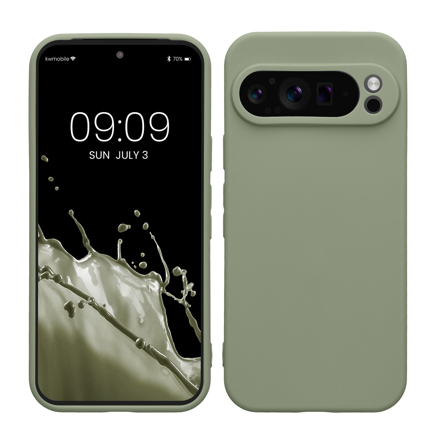 kwmobile Handyhülle kompatibel mit Google Pixel 9 Pro Hülle - Handy Case aus weichem Silikon in Graugrün Graugrün  