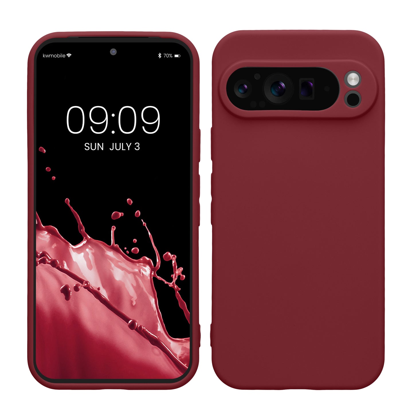 kwmobile Handyhülle kompatibel mit Google Pixel 9 Pro Hülle - Handy Case aus weichem Silikon in Bordeaux Violett Bordeaux Violett  