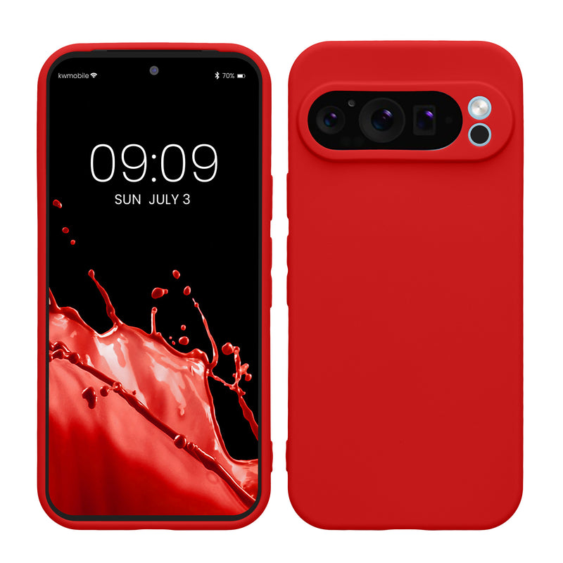 kwmobile Handyhülle kompatibel mit Google Pixel 9 Pro Hülle - Handy Case aus weichem Silikon in Klassisch Rot Klassisch Rot  